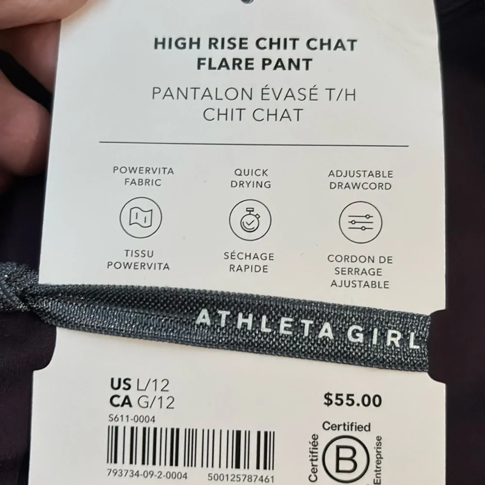NWT Athleta Girl High Rise  Chit Chat Flare Pant Iris Size L/12